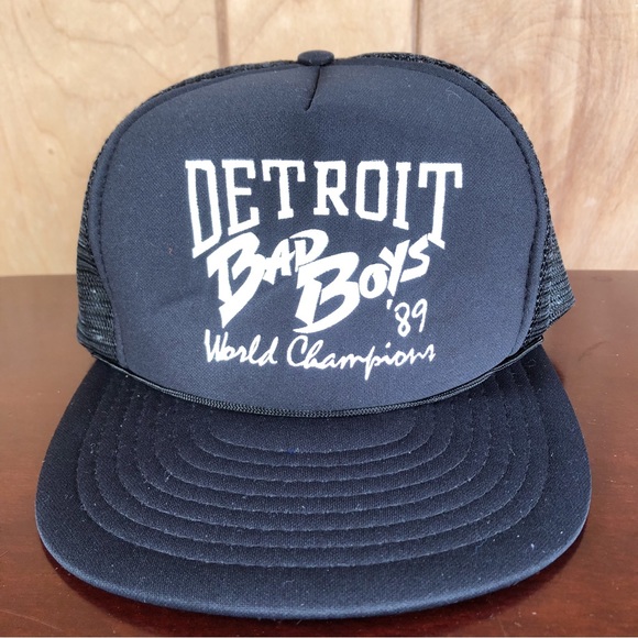 Detroit Pistons Accessories Vintage Detroit Pistons Bad Boy 89 Nba Championship Hat Black
